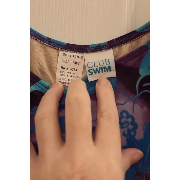 Blue Floral Island Tankini Top Size Size 14 - Picture 3 of 3